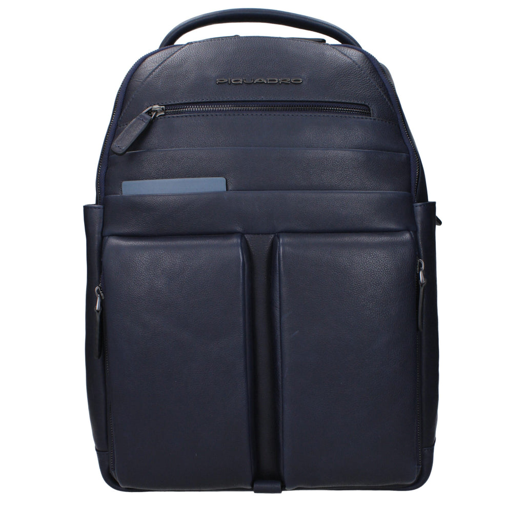 Blauer Lederrucksack