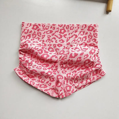 Shorts deportivos de cintura alta con estampado de leopardo
