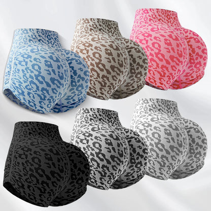 Shorts deportivos de cintura alta con estampado de leopardo