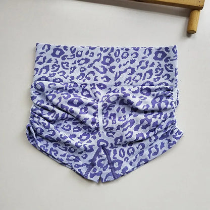 Shorts deportivos de cintura alta con estampado de leopardo