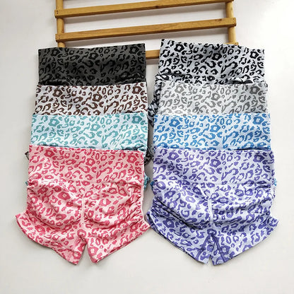 Shorts deportivos de cintura alta con estampado de leopardo