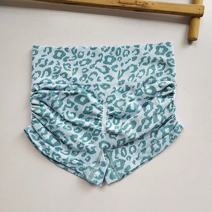 Shorts deportivos de cintura alta con estampado de leopardo