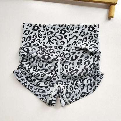 Shorts deportivos de cintura alta con estampado de leopardo