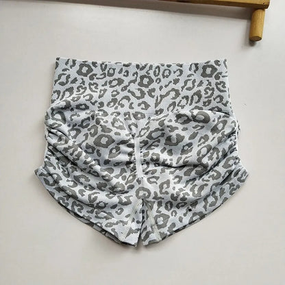 Shorts deportivos de cintura alta con estampado de leopardo