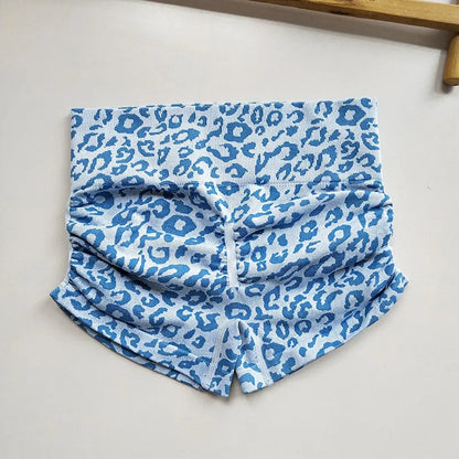 Shorts deportivos de cintura alta con estampado de leopardo